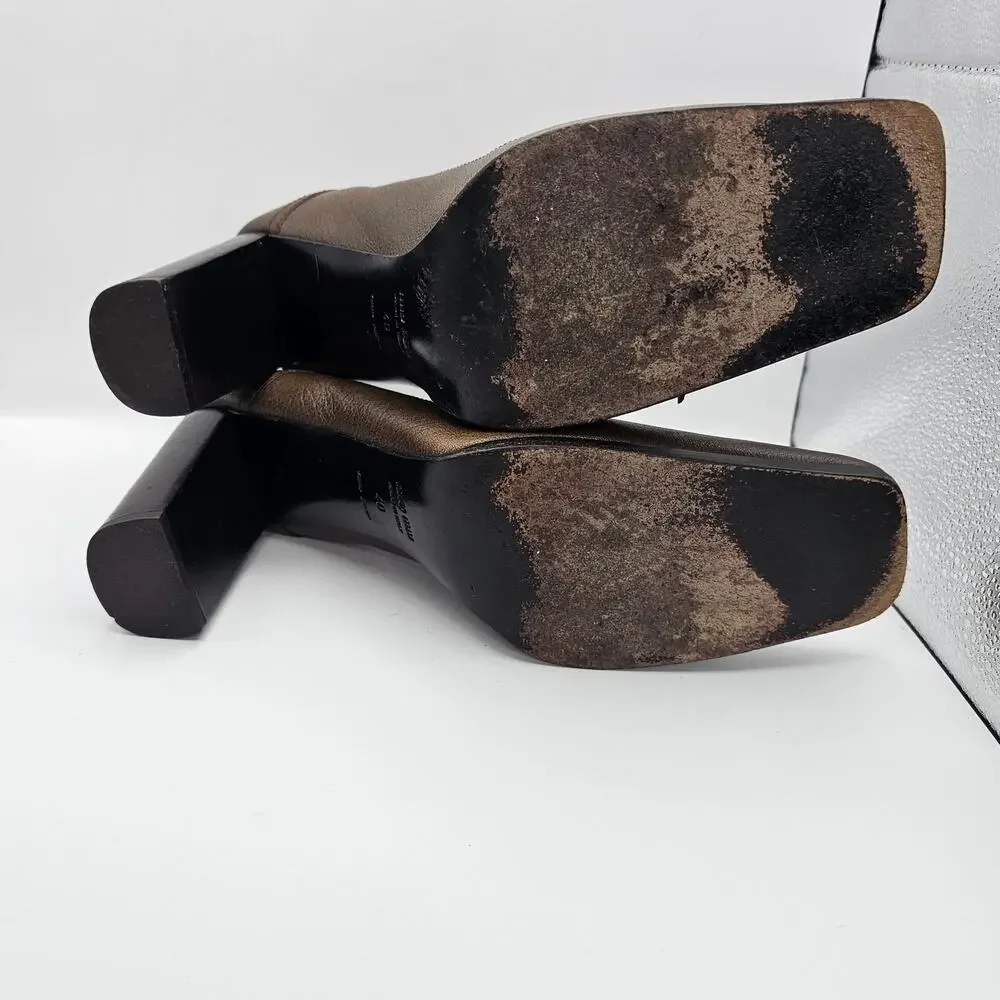 Miu Miu Vintage 90s Brown Leather Lace Up Corset Square Toe Pump Heels 40 9